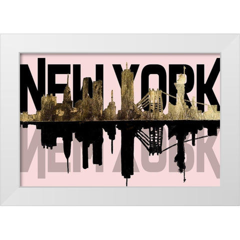 Pink, NY White Modern Wood Framed Art Print by Pinto, Patricia