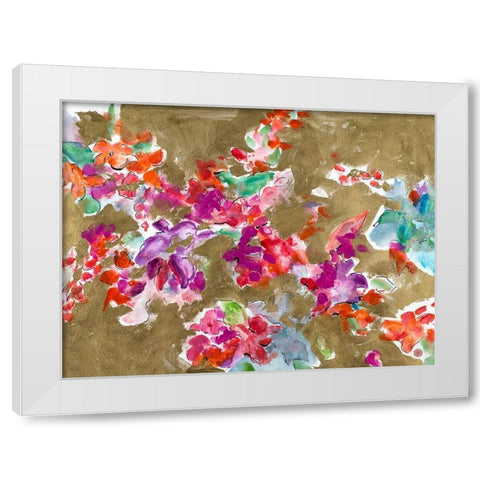 Spring Florals on Gold White Modern Wood Framed Art Print by Hewitt, L.