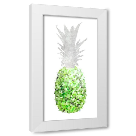Green Pineapple Mosaics White Modern Wood Framed Art Print by Metz, Andi