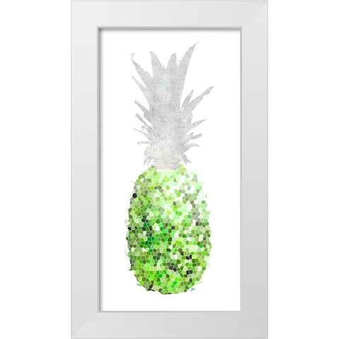 Green Pineapple Mosaics White Modern Wood Framed Art Print by Metz, Andi