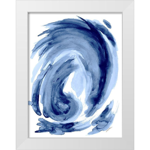 Blue Swirl I White Modern Wood Framed Art Print by Hewitt, L.