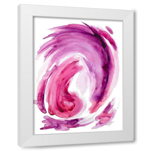 Pink Swirl I White Modern Wood Framed Art Print by Hewitt, L.