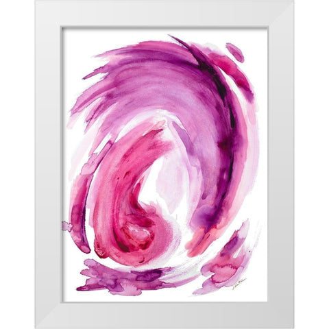 Pink Swirl I White Modern Wood Framed Art Print by Hewitt, L.
