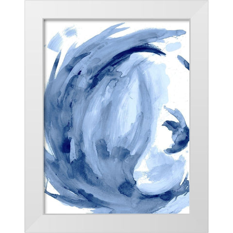 Blue Swirl II White Modern Wood Framed Art Print by Hewitt, L.