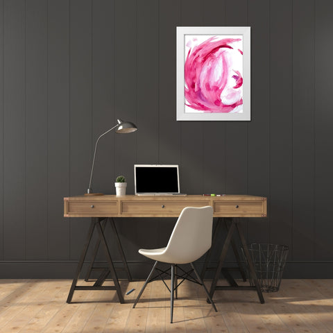 Pink Swirl II White Modern Wood Framed Art Print by Hewitt, L.