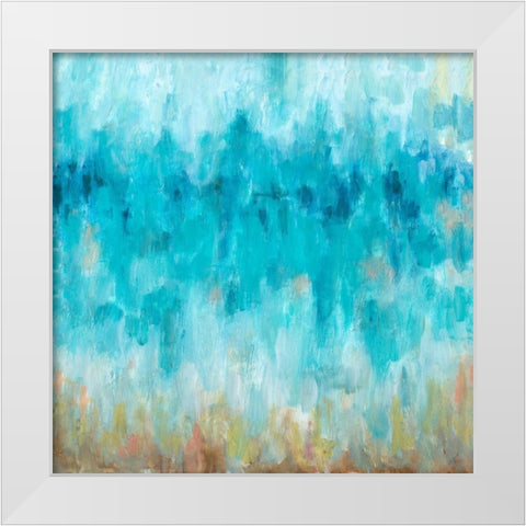 Beach Gaze Square White Modern Wood Framed Art Print by Hewitt, L.