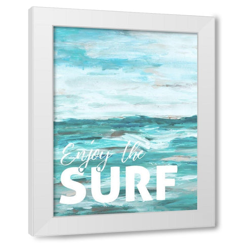 Enjoy The Surf White Modern Wood Framed Art Print by Hewitt, L.