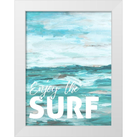 Enjoy The Surf White Modern Wood Framed Art Print by Hewitt, L.