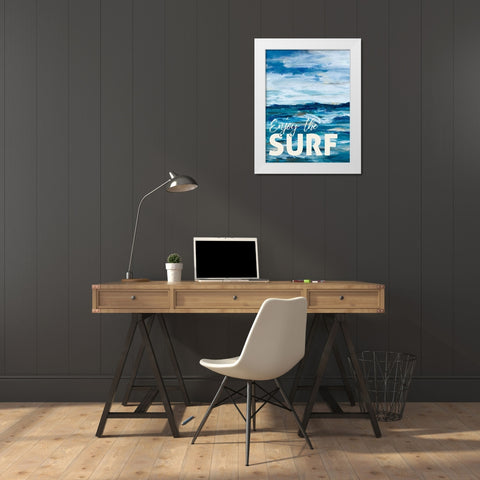 Enjoy The Surf White Modern Wood Framed Art Print by Hewitt, L.