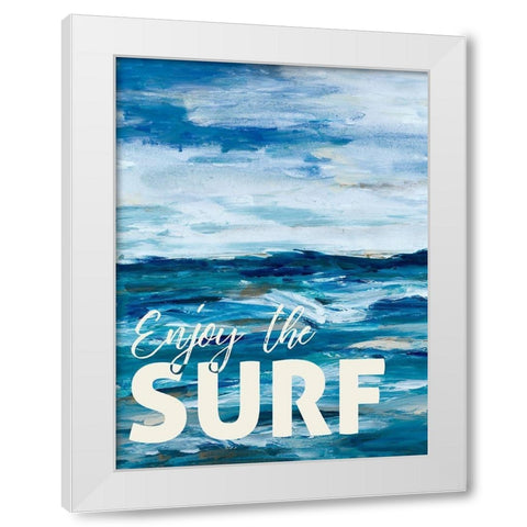 Enjoy The Surf White Modern Wood Framed Art Print by Hewitt, L.