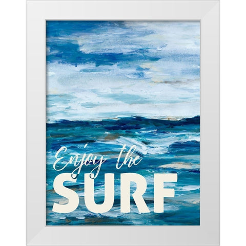 Enjoy The Surf White Modern Wood Framed Art Print by Hewitt, L.