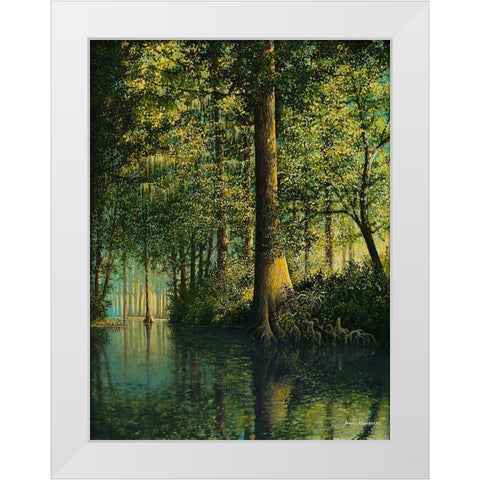 Peaceful River White Modern Wood Framed Art Print by Nawrocke, Bruce
