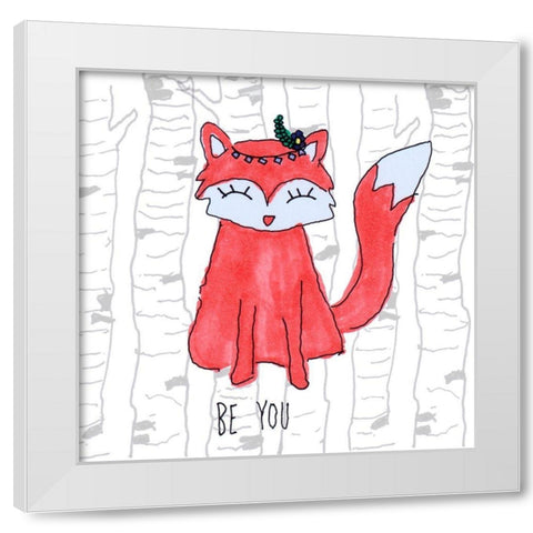 Be You Fox White Modern Wood Framed Art Print by Torres, Melanie