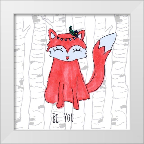 Be You Fox White Modern Wood Framed Art Print by Torres, Melanie