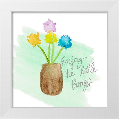 Enjoy The Little Things White Modern Wood Framed Art Print by Torres, Melanie