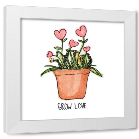 Grow Love White Modern Wood Framed Art Print by Torres, Melanie