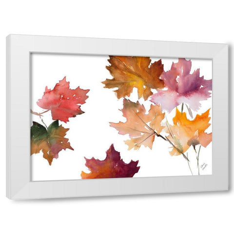 Harvest Leaves II White Modern Wood Framed Art Print by Loreth, Lanie