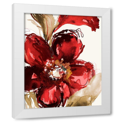 Bright Red Bloom I White Modern Wood Framed Art Print by Loreth, Lanie