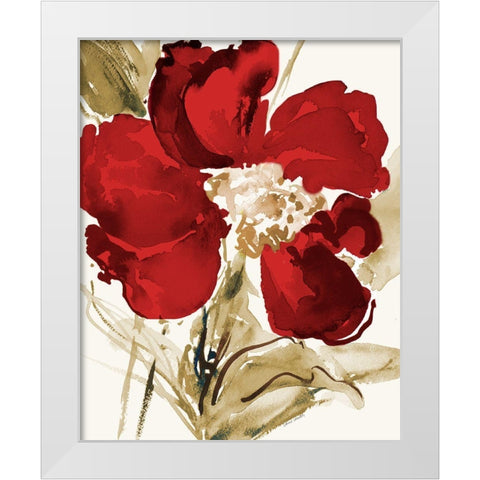 Bright Red Bloom II White Modern Wood Framed Art Print by Loreth, Lanie