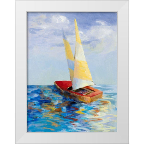 Red Sailboat White Modern Wood Framed Art Print by Loreth, Lanie