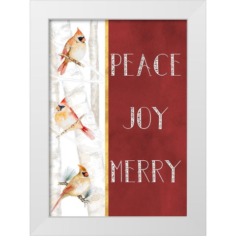 Peace Joy Merry White Modern Wood Framed Art Print by Gaynor, Janice