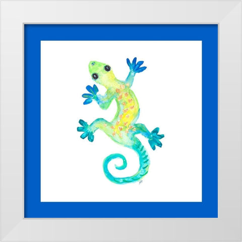 Watercolor Gecko Square II White Modern Wood Framed Art Print by DeRice, Julie