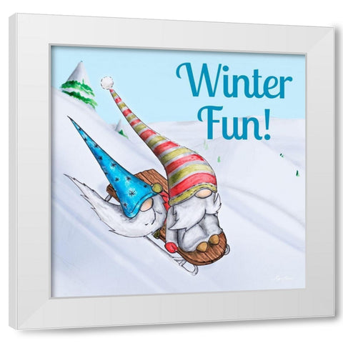 Winter Fun! White Modern Wood Framed Art Print by Edwins, Hugo