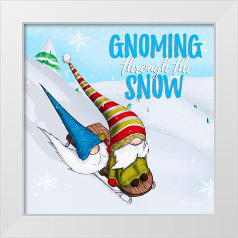 Ski Gnomes II White Modern Wood Framed Art Print by Edwins, Hugo