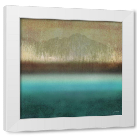Loon Lake In Teal I White Modern Wood Framed Art Print by Meneely, Dan