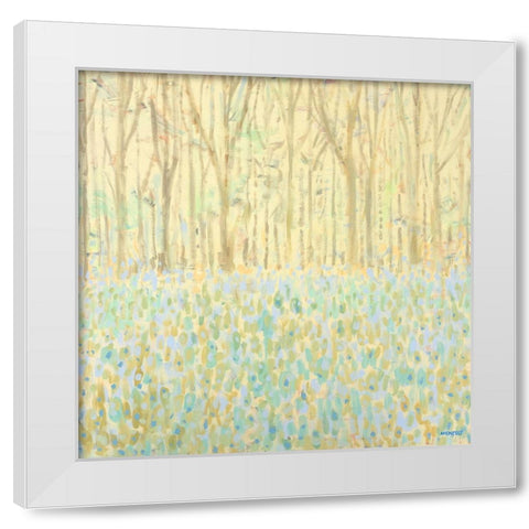 Yellow Birchwood Trees White Modern Wood Framed Art Print by Meneely, Dan