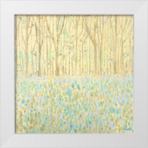 Yellow Birchwood Trees White Modern Wood Framed Art Print by Meneely, Dan