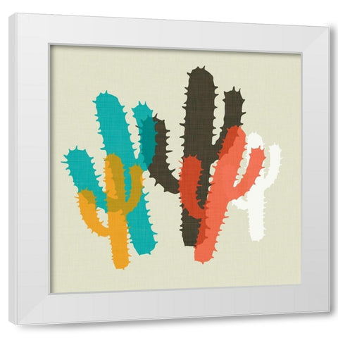 Modern Cacti I White Modern Wood Framed Art Print by SD Graphics Studio