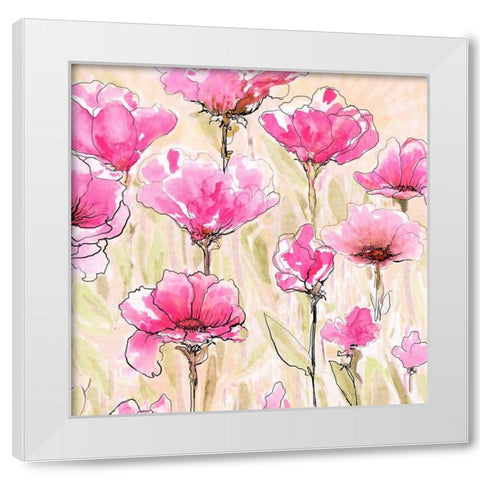 Pink Love I White Modern Wood Framed Art Print by Diannart