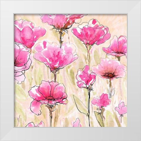 Pink Love I White Modern Wood Framed Art Print by Diannart