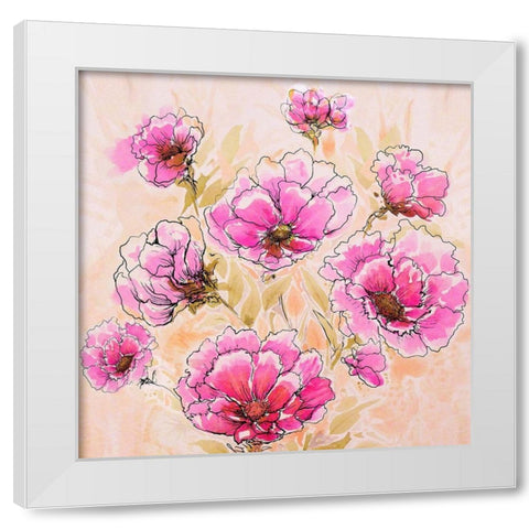 Pink Love II White Modern Wood Framed Art Print by Diannart