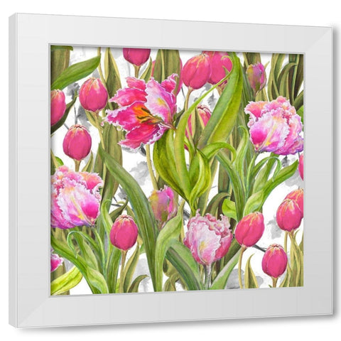 Tulip Symphony I White Modern Wood Framed Art Print by Diannart