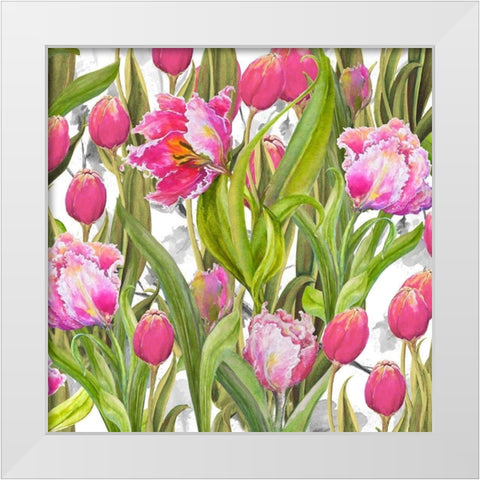 Tulip Symphony I White Modern Wood Framed Art Print by Diannart
