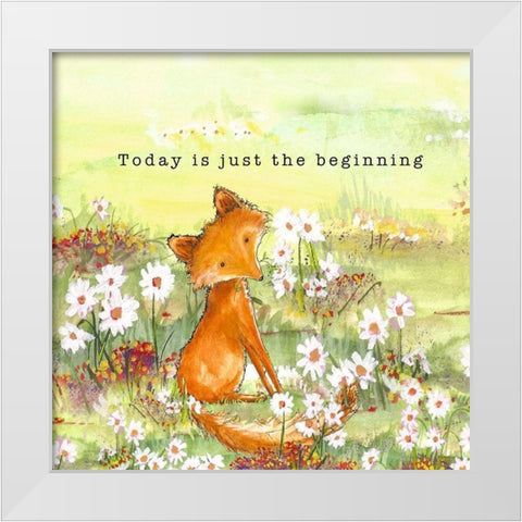 Fox Tales I White Modern Wood Framed Art Print by Diannart