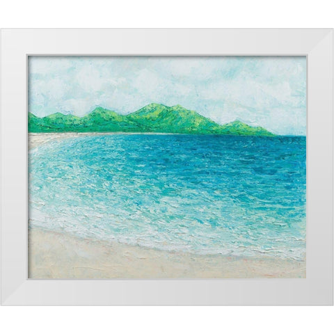 Far Away In Paradise White Modern Wood Framed Art Print by Coolick, Ann Marie