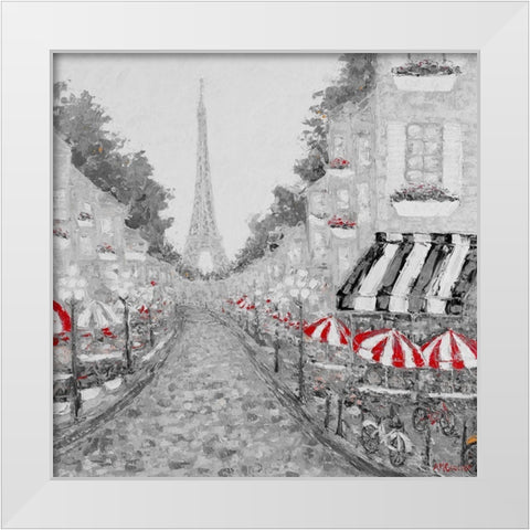 Splash of Red in Paris I White Modern Wood Framed Art Print by Coolick, Ann Marie