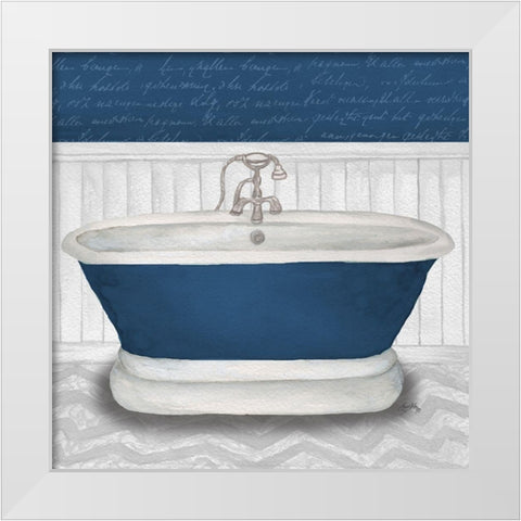 Deep Blue Nautical Bath I White Modern Wood Framed Art Print by Medley, Elizabeth
