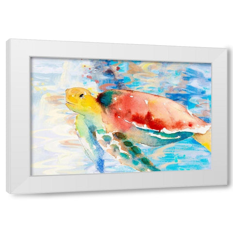 Turtle Passing Trhough White Modern Wood Framed Art Print by Loreth, Lanie