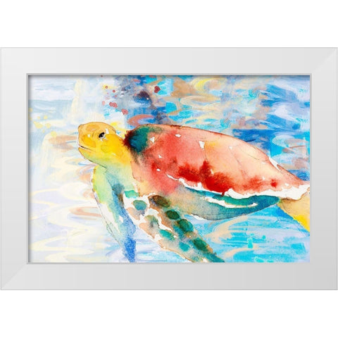 Turtle Passing Trhough White Modern Wood Framed Art Print by Loreth, Lanie