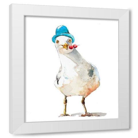 Silly Seagull White Modern Wood Framed Art Print by Pinto, Patricia
