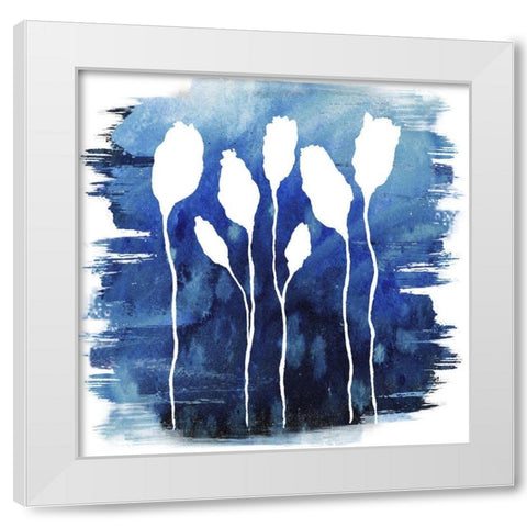 Florals on Blue Hue I White Modern Wood Framed Art Print by Medley, Elizabeth
