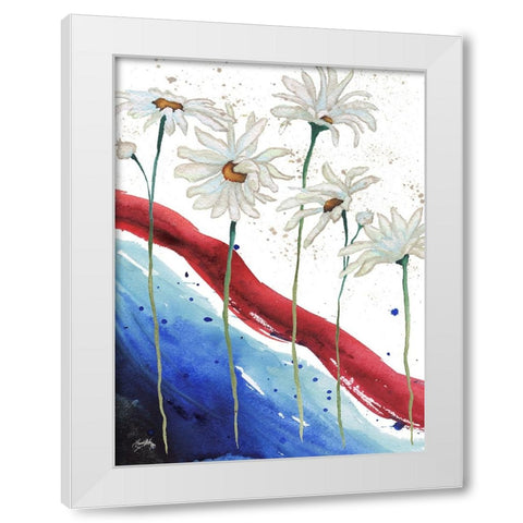Patriotic Floral III White Modern Wood Framed Art Print by Medley, Elizabeth