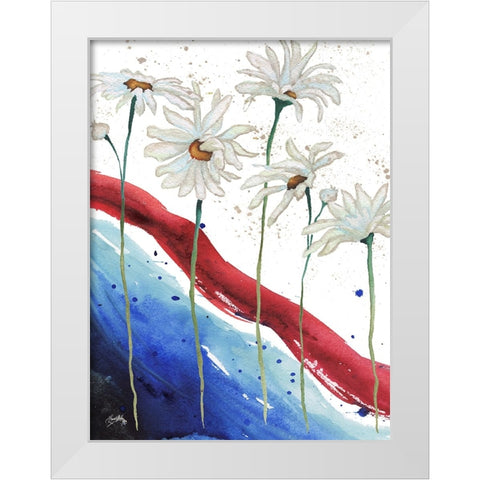 Patriotic Floral III White Modern Wood Framed Art Print by Medley, Elizabeth