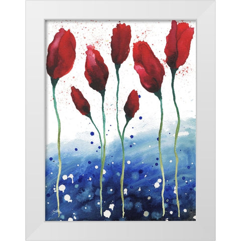 Patriotic Floral I White Modern Wood Framed Art Print by Medley, Elizabeth