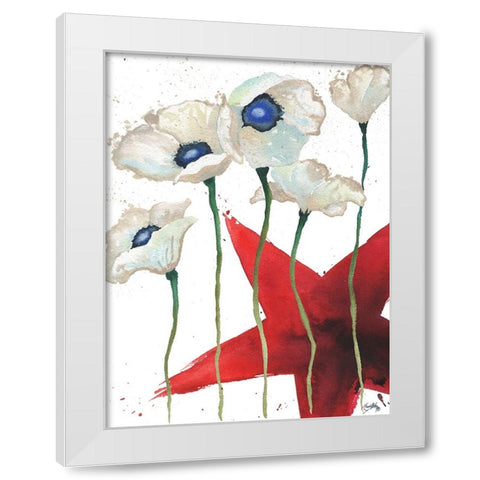 Patriotic Floral IV White Modern Wood Framed Art Print by Medley, Elizabeth