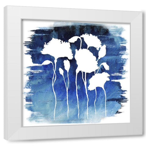 Florals on Blue Hue II White Modern Wood Framed Art Print by Medley, Elizabeth